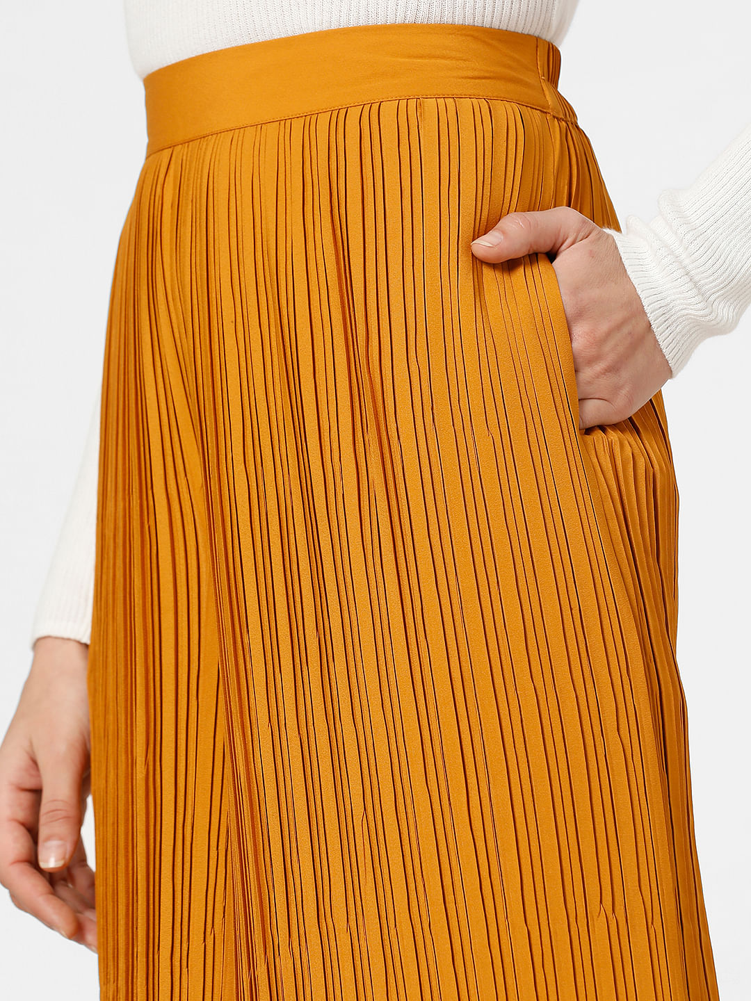 Orange High Rise Pleated Pants