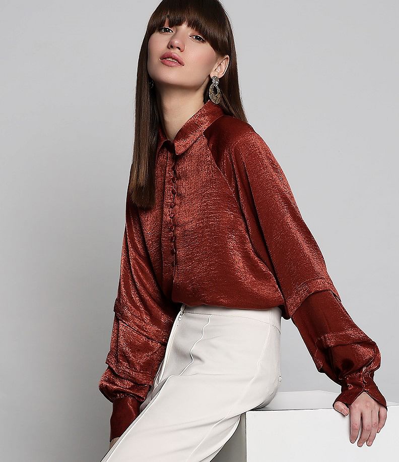 Copper Brown Full Sleeves Shirt - XS