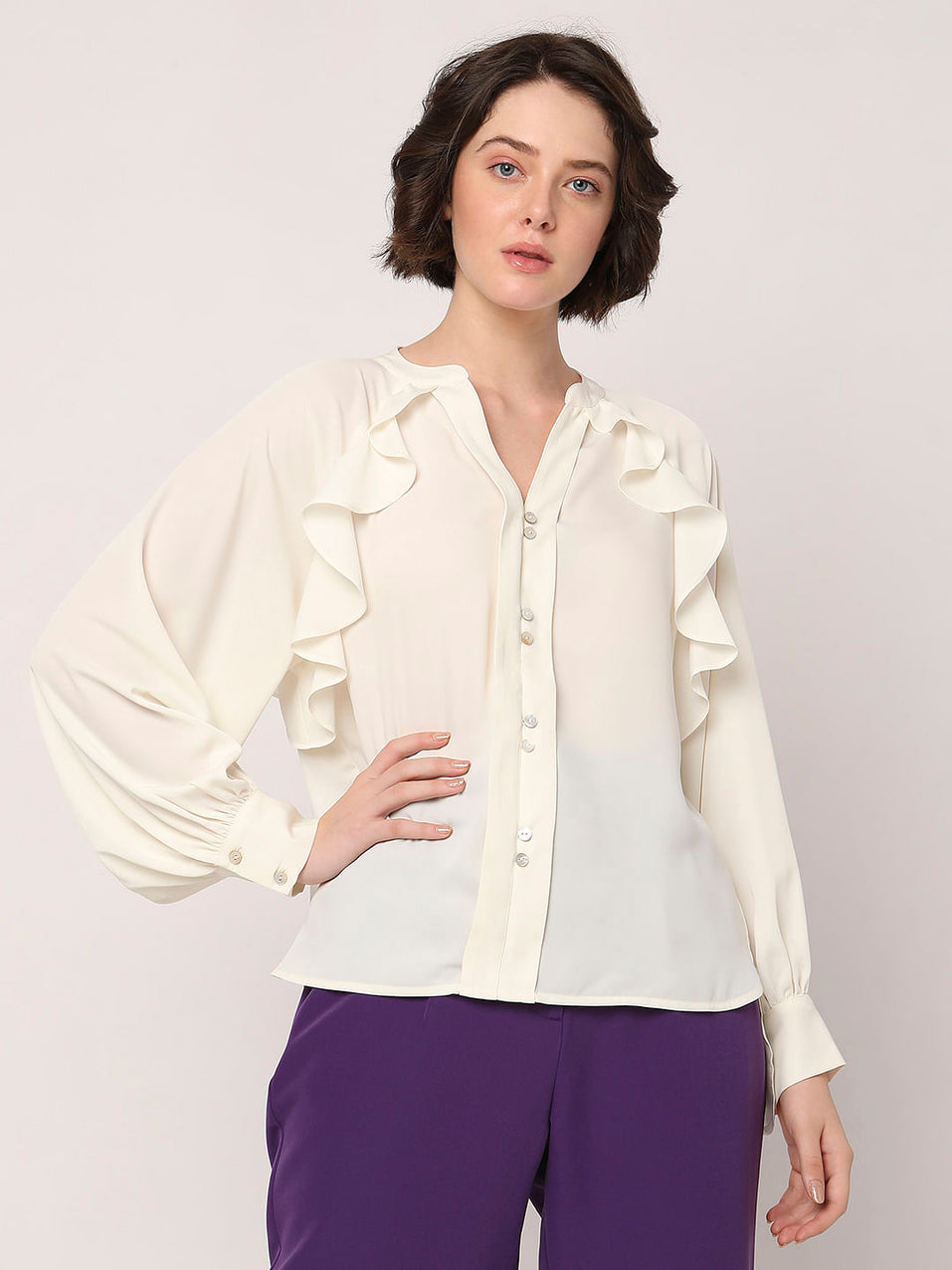 Off-White Ruffle Detail Shirt