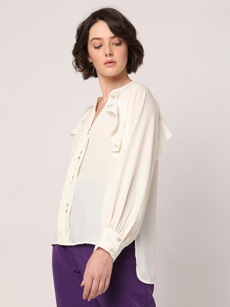 Off-White Ruffle Detail Shirt