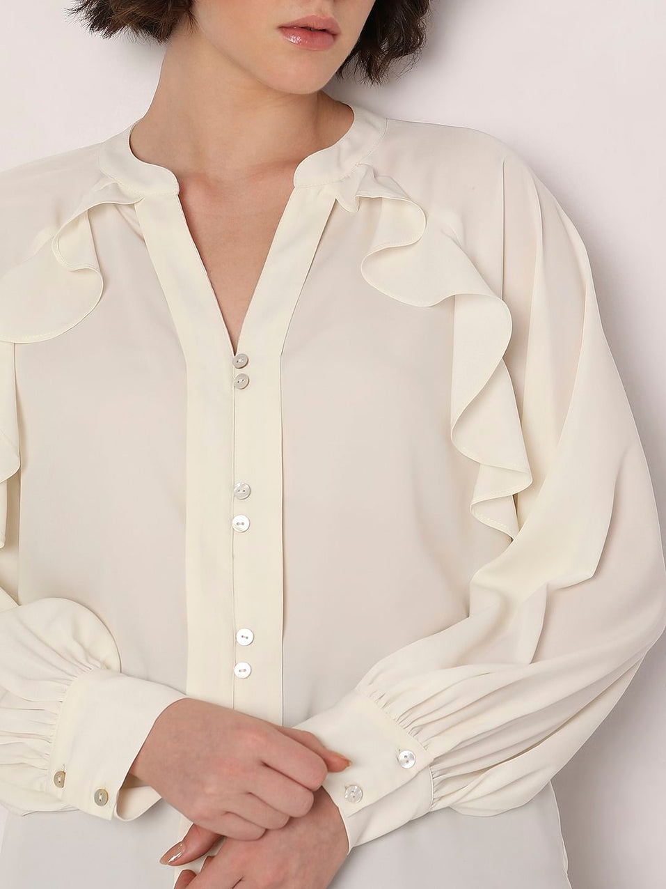 Off-White Ruffle Detail Shirt