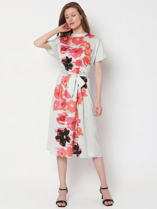 Off-White Floral Midi Dress