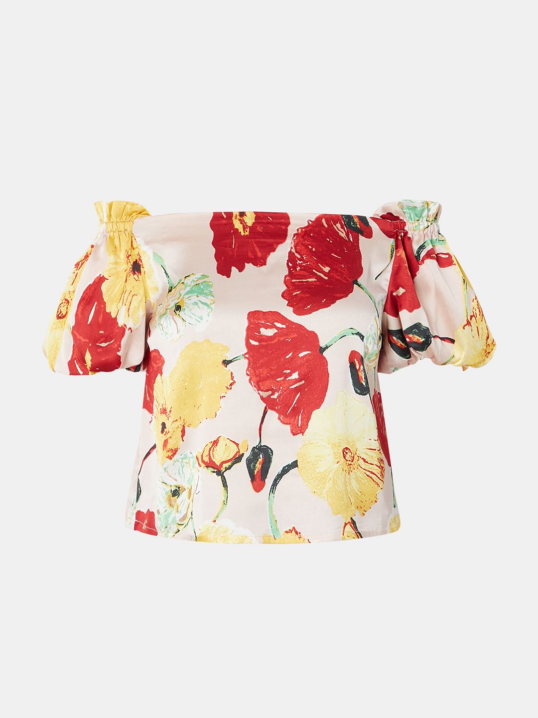 Peach Floral Off-Shoulder Top