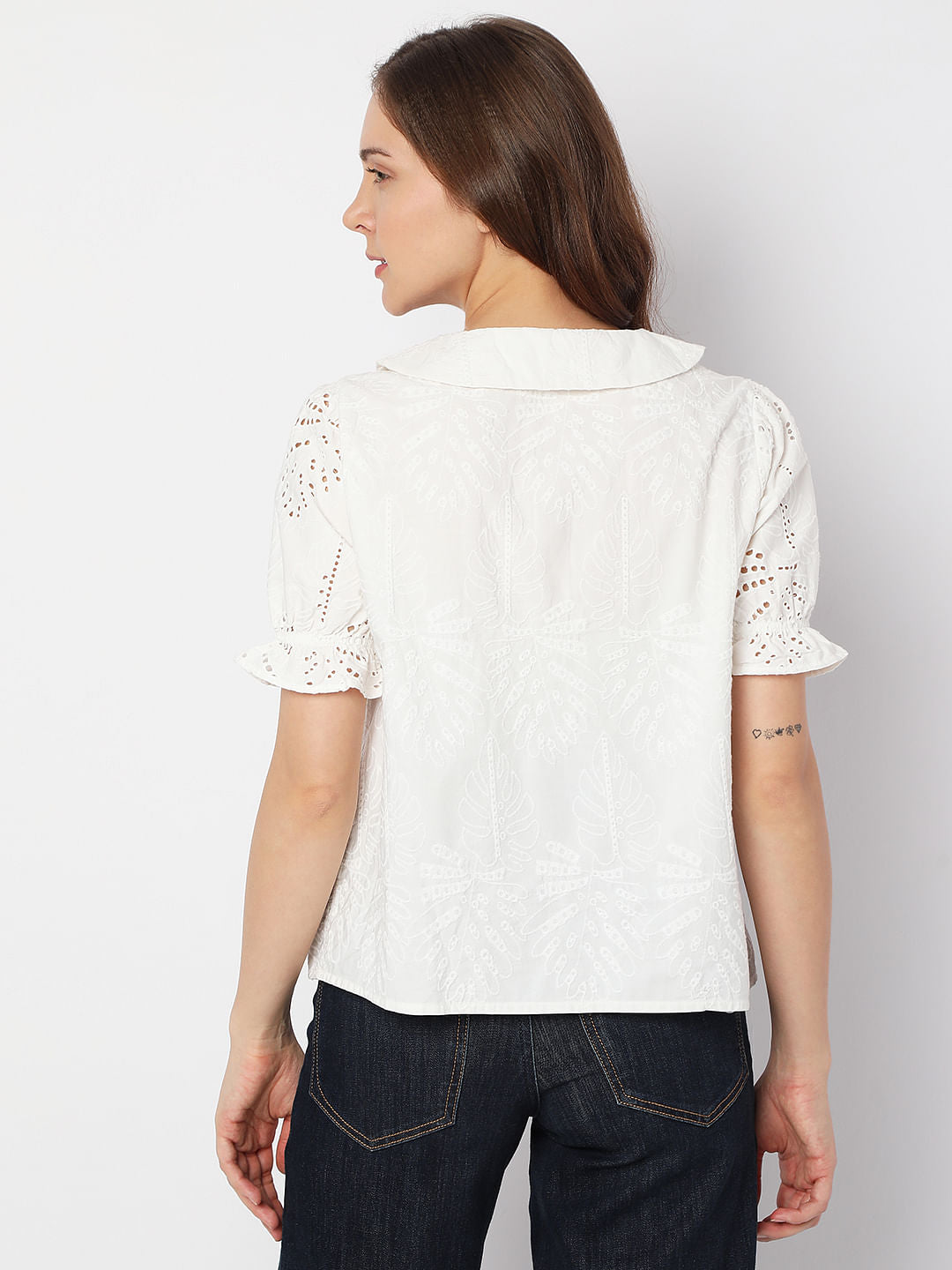 White Schiffli Top