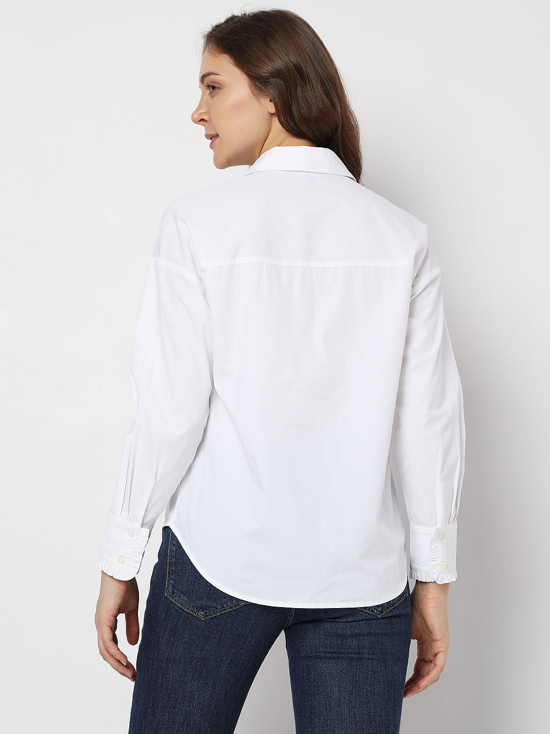 White Embellished Collar Shirt