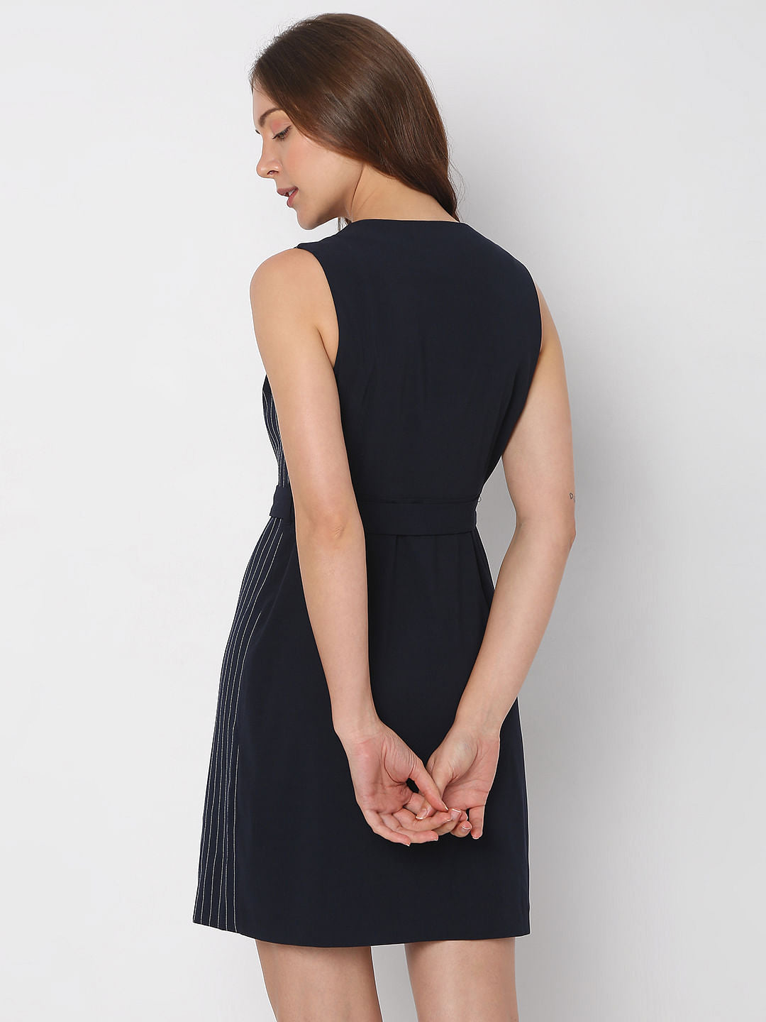 Navy Blue Striped Shift Dress