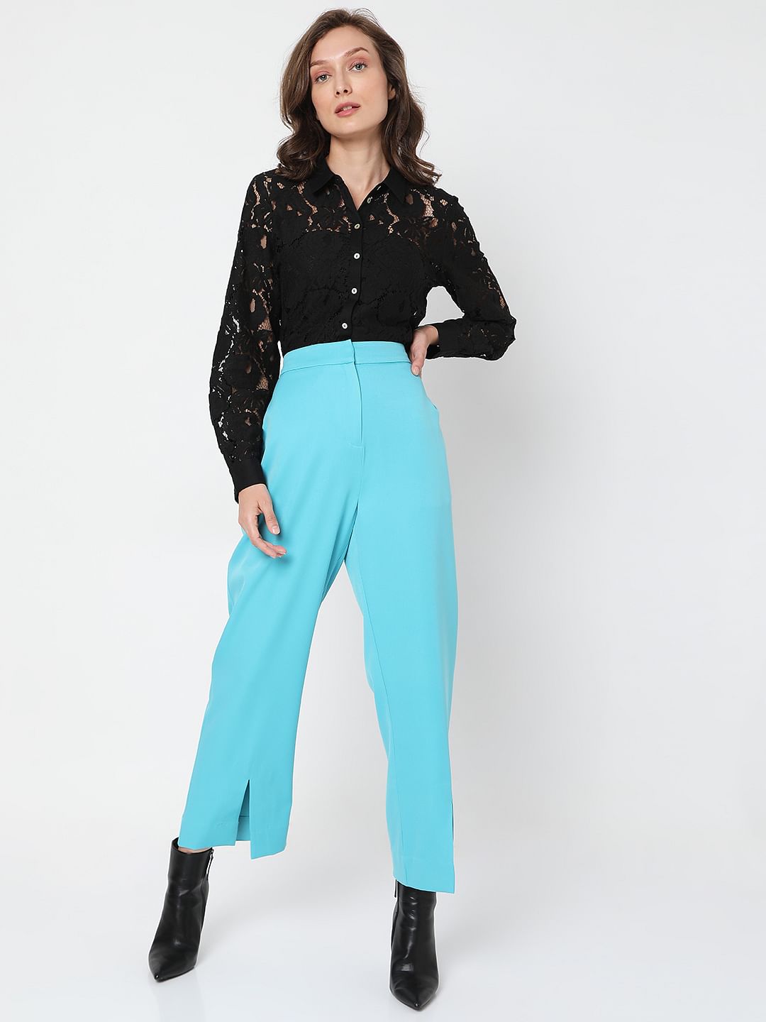 Blue High Rise Tailored Co-Ord Trousers