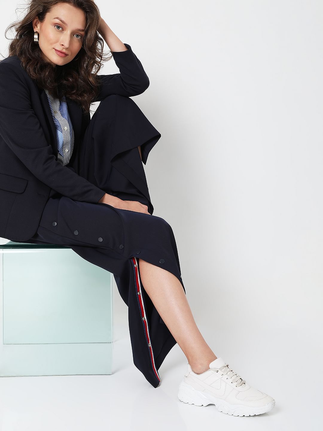 Blue High Rise Pants