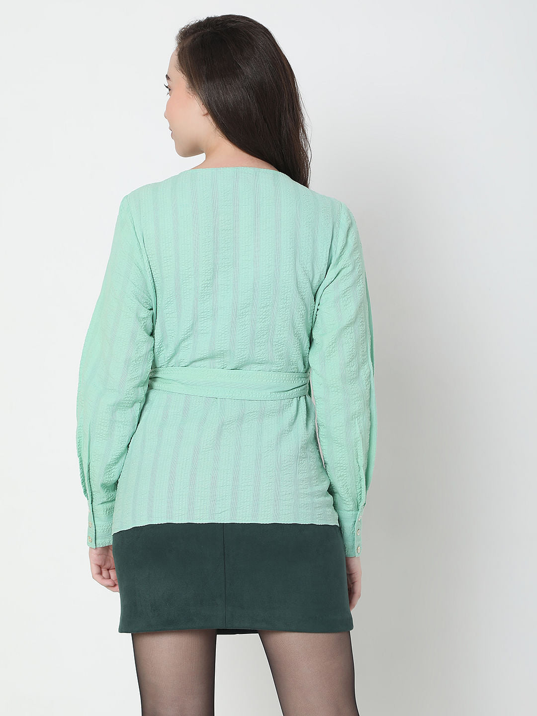 Green Front Wrap Top