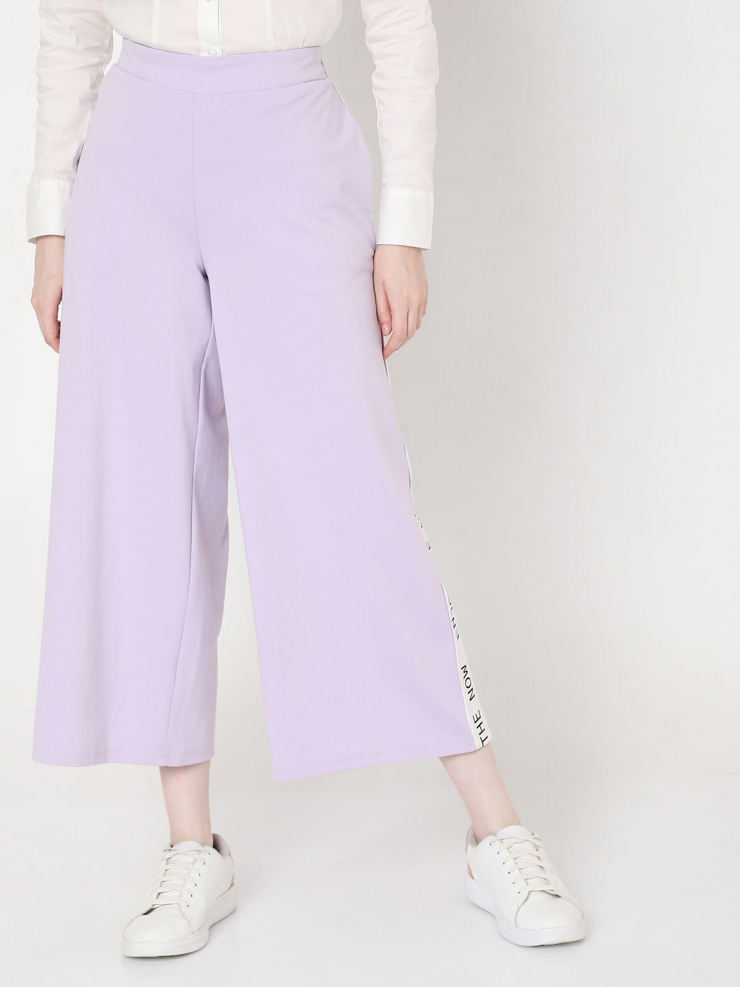 Lilac Mid Rise Tape Detail Culottes