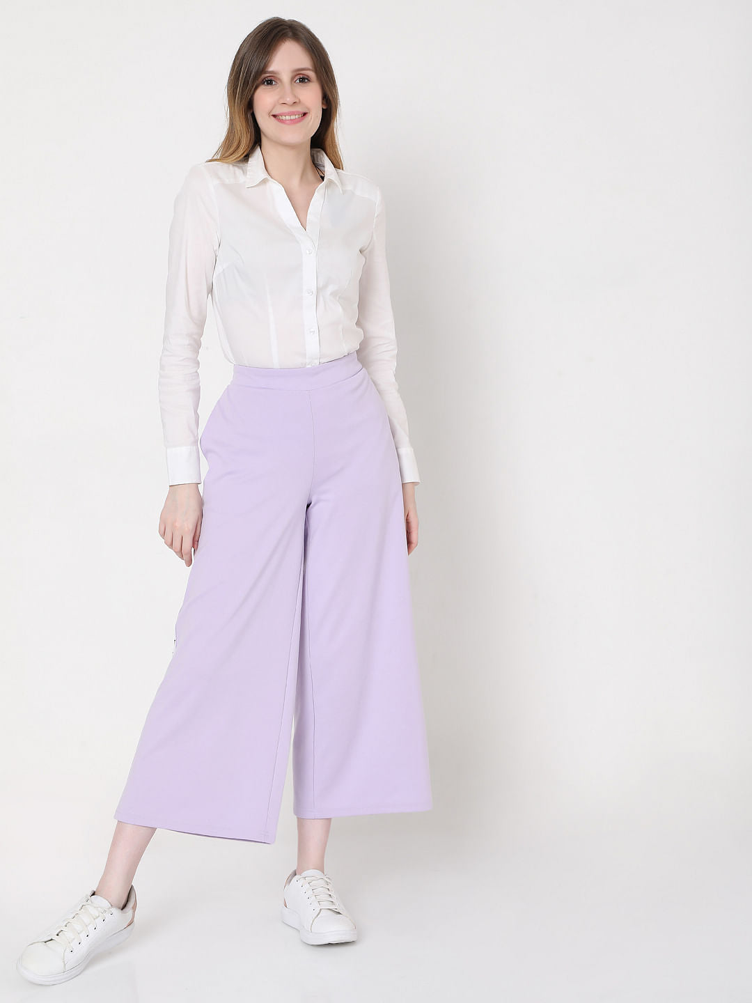 Lilac Mid Rise Tape Detail Culottes