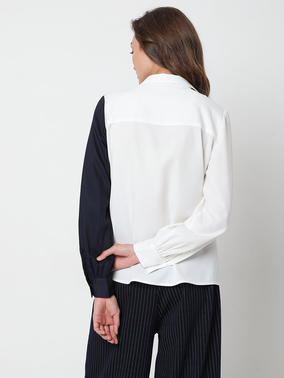 White Colourblocked Shirt