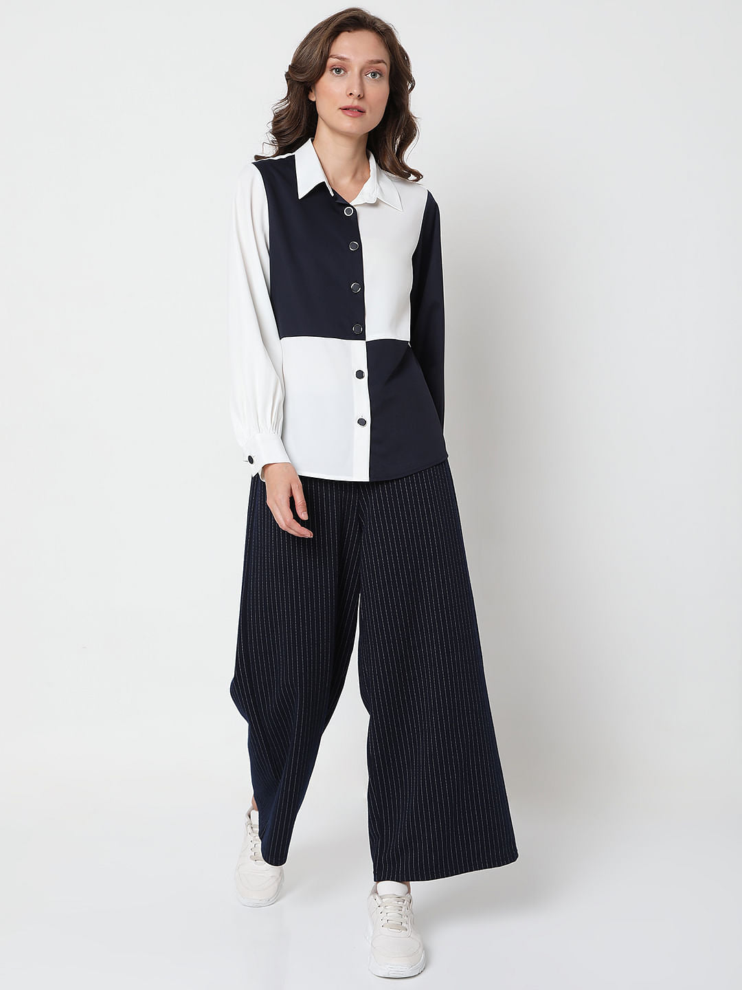 White Colourblocked Shirt