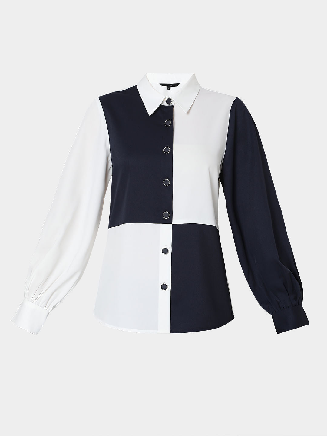 White Colourblocked Shirt