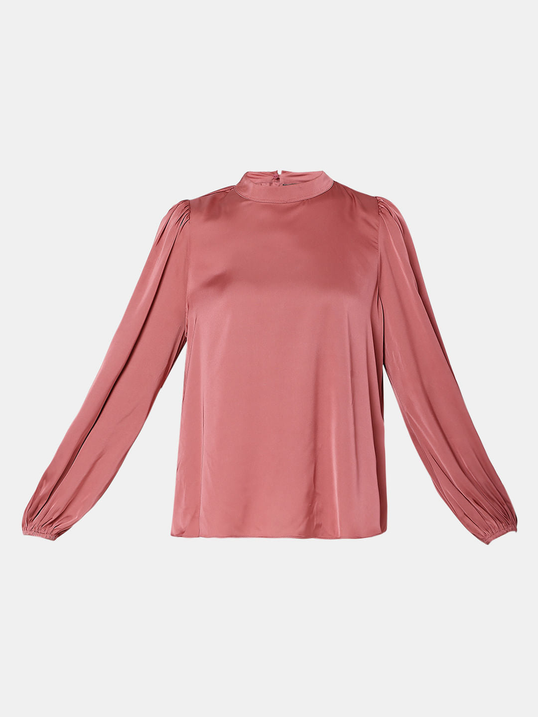 Pink Satin High Neck Top