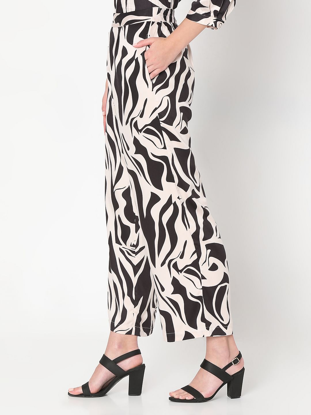 Black Animal Print Co-Ord Set Pants