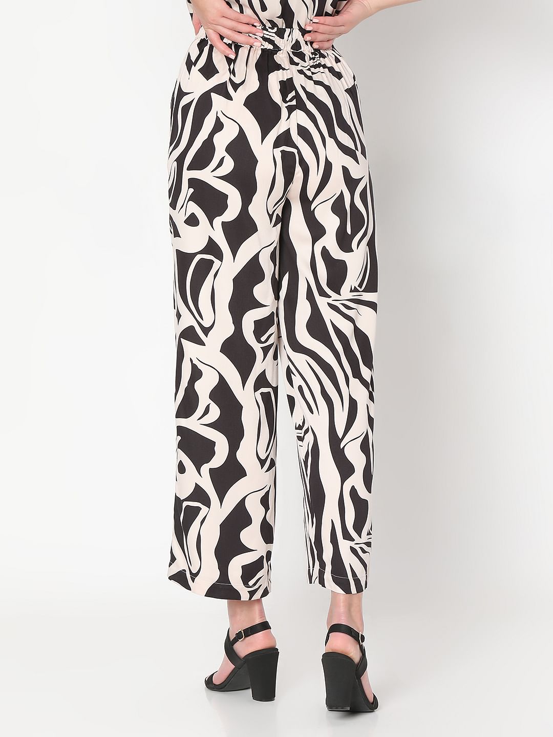 Black Animal Print Co-Ord Set Pants