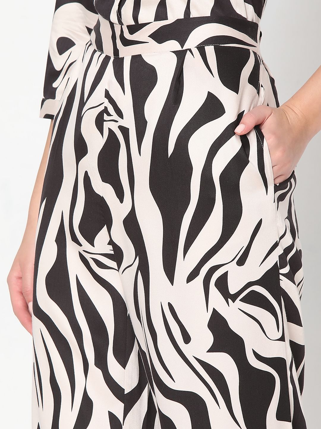 Black Animal Print Co-Ord Set Pants