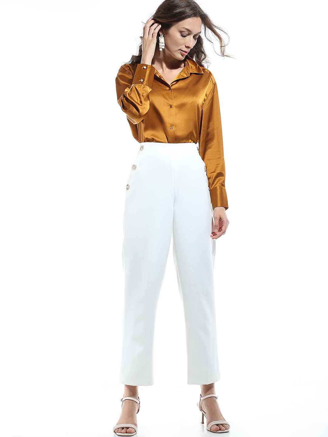 White High Rise Pants