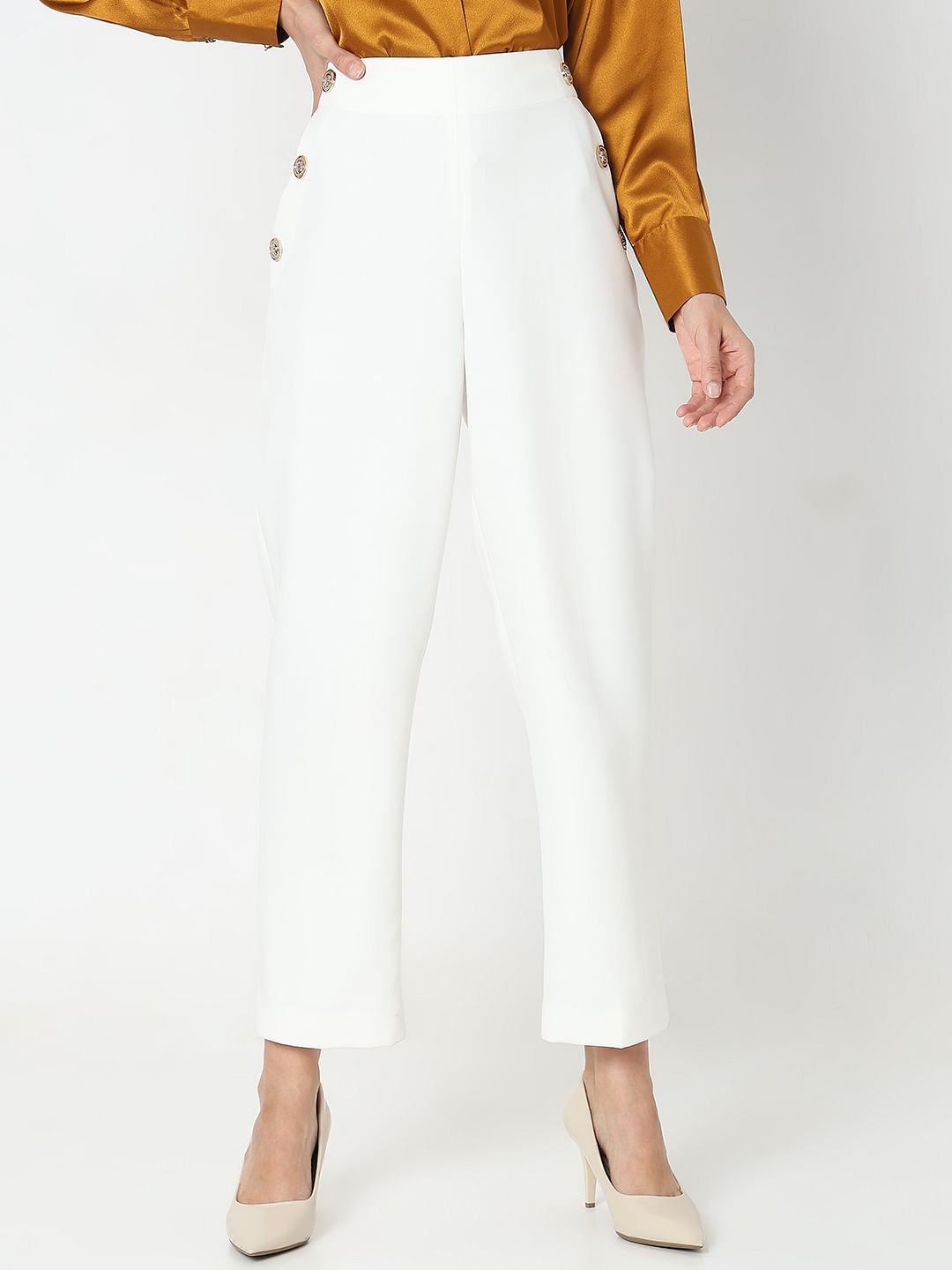 White High Rise Pants
