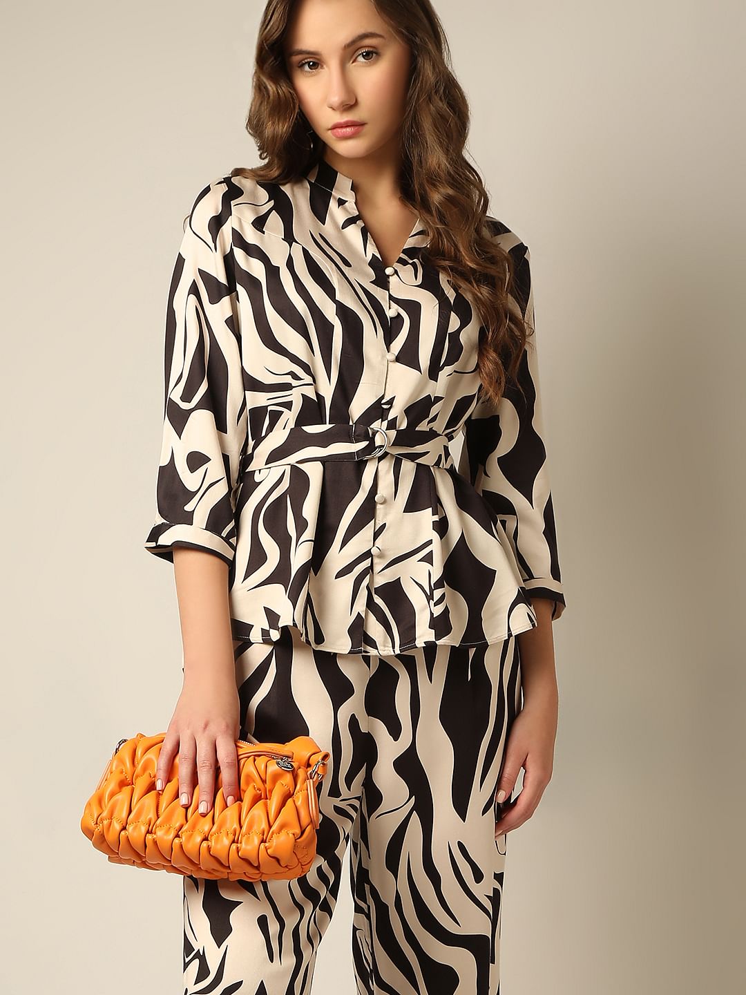 Black Printed Co-Ord Set Top