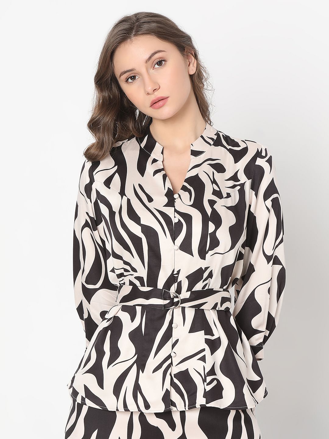 Black Printed Co-Ord Set Top