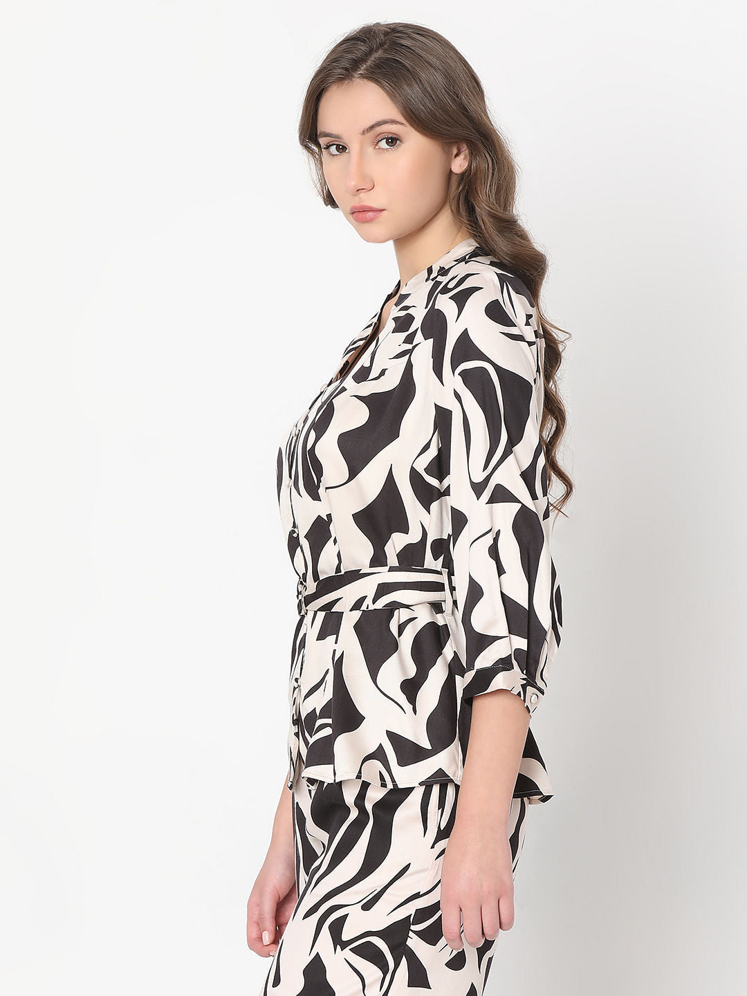 Black Printed Co-Ord Set Top