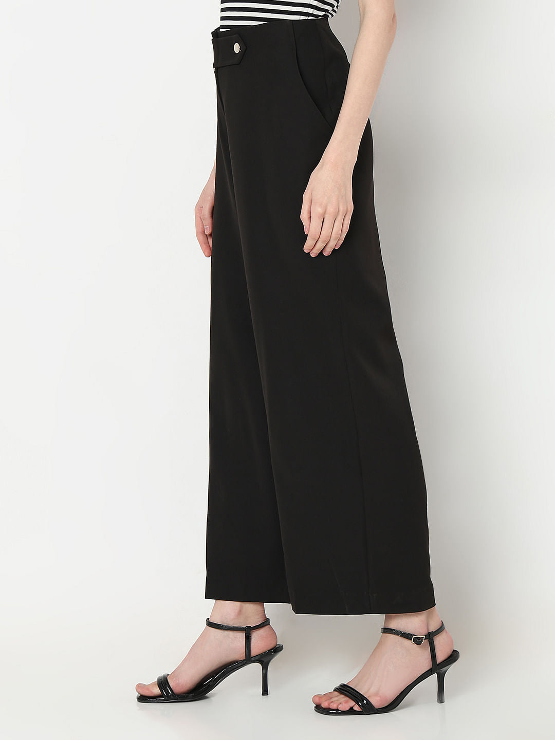 Black High Rise Wide Leg Pants