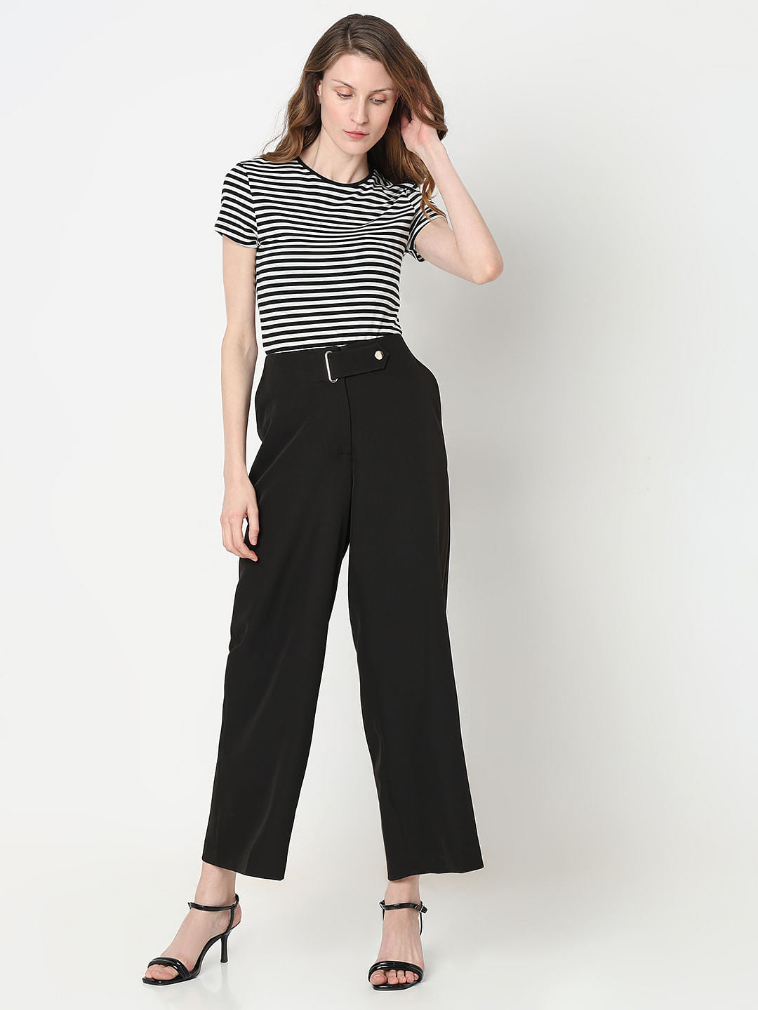 Black High Rise Wide Leg Pants