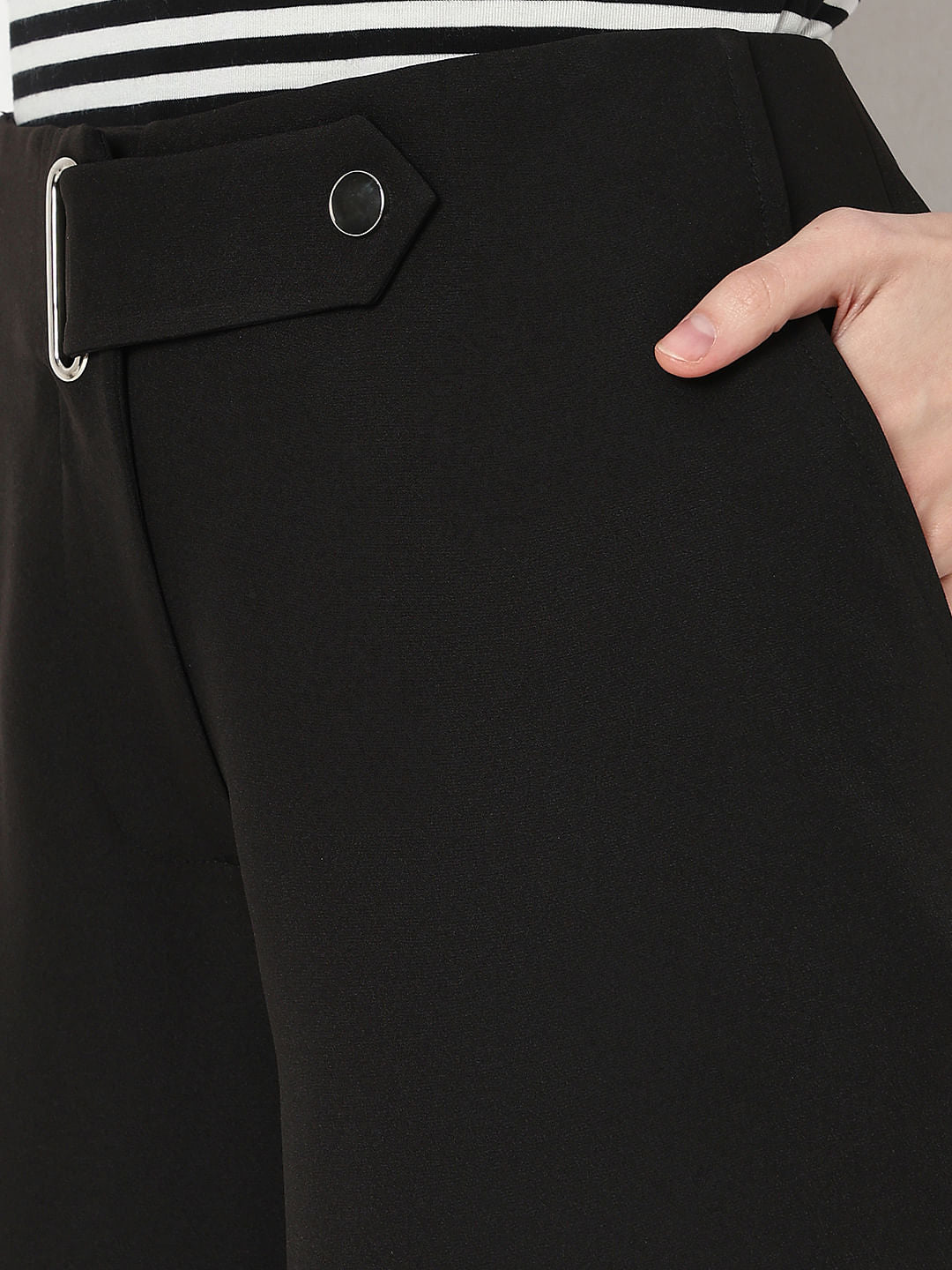 Black High Rise Wide Leg Pants