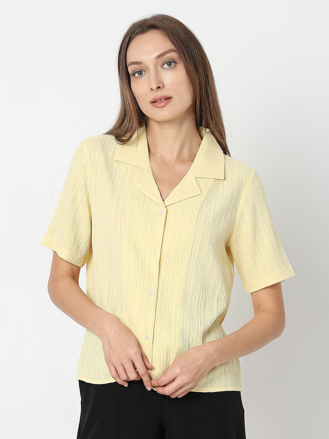 Light Yellow Crinkled Shirt