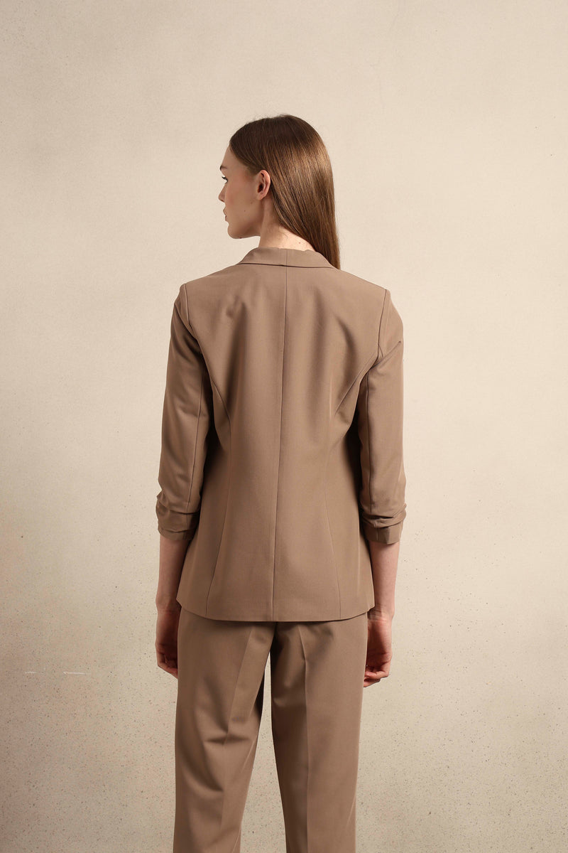 Ruched Cuff Sleeves Blazer