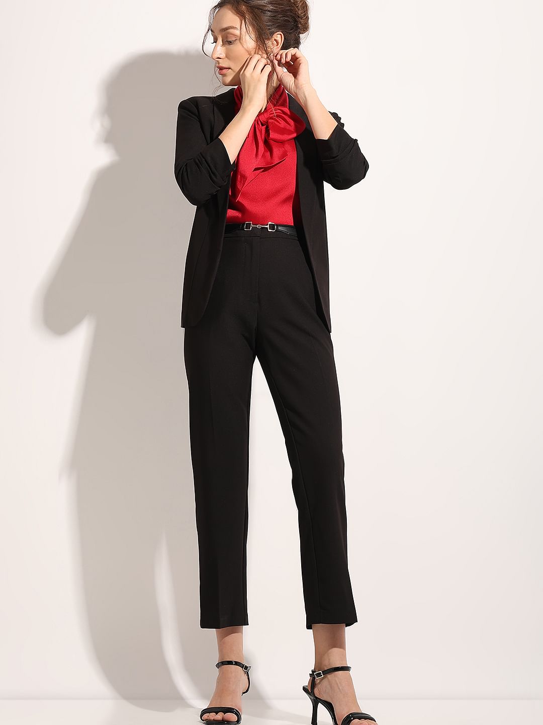 Black Ankle Length Co-Ord Set Trousers