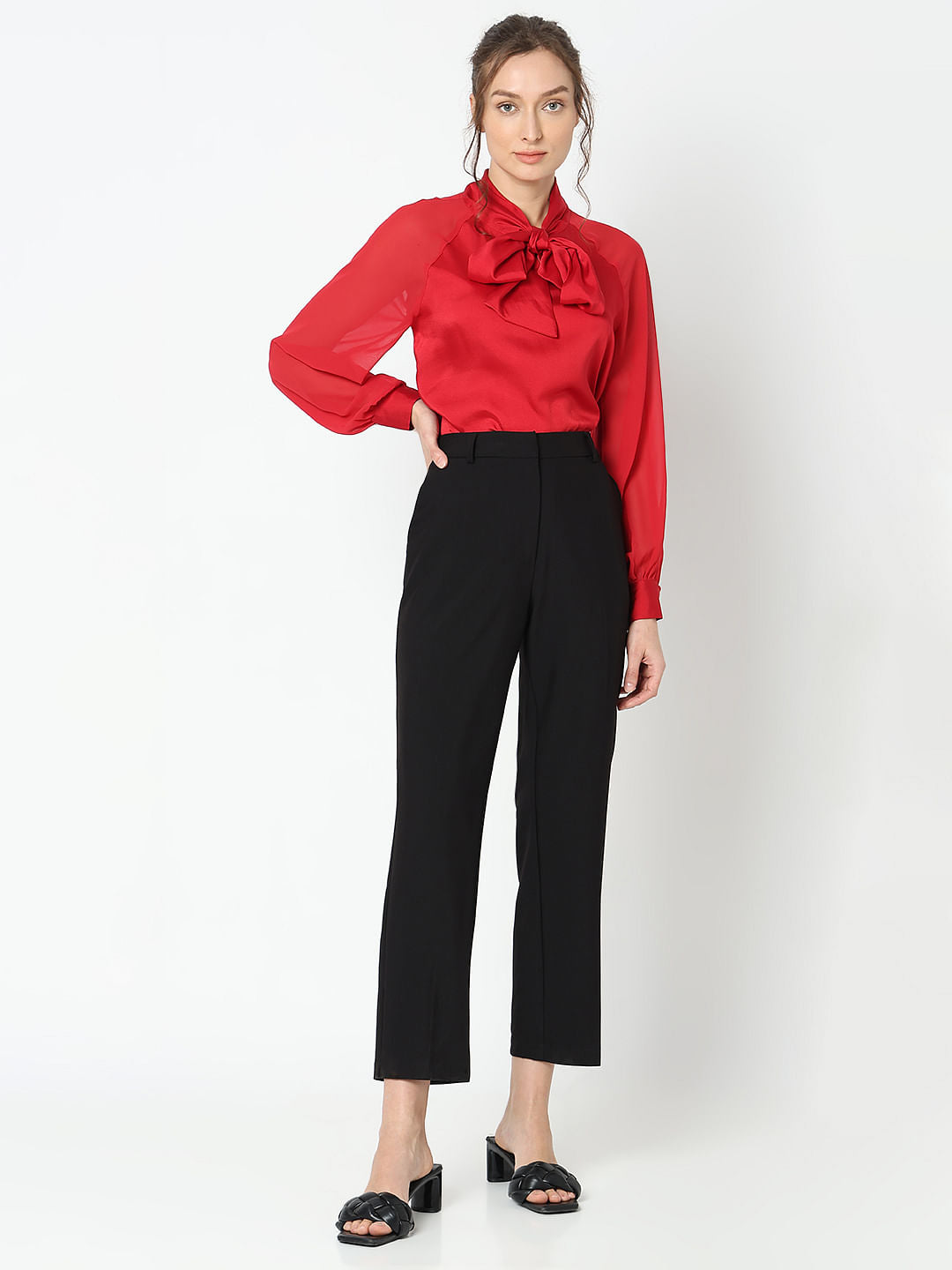 Black Ankle Length Co-Ord Set Trousers