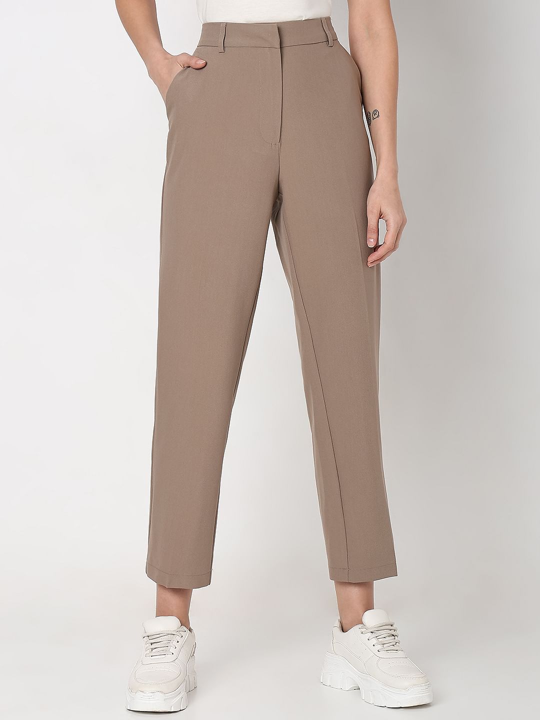 Brown High Rise Tailored Pants