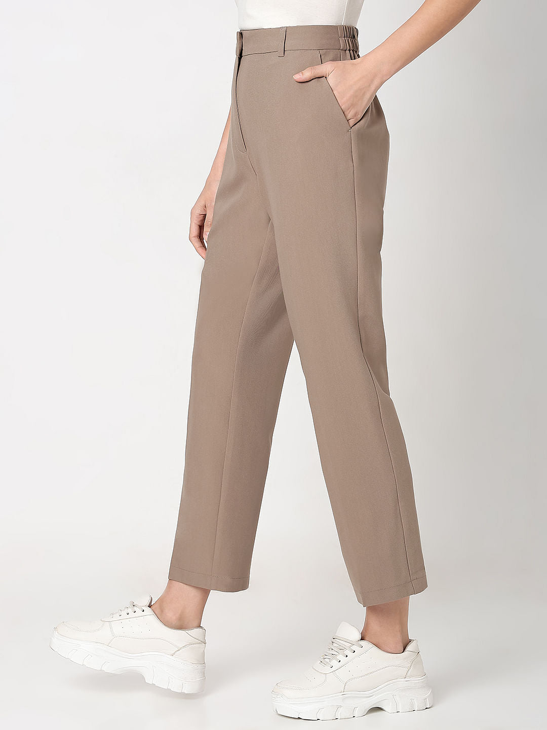 Brown High Rise Tailored Pants