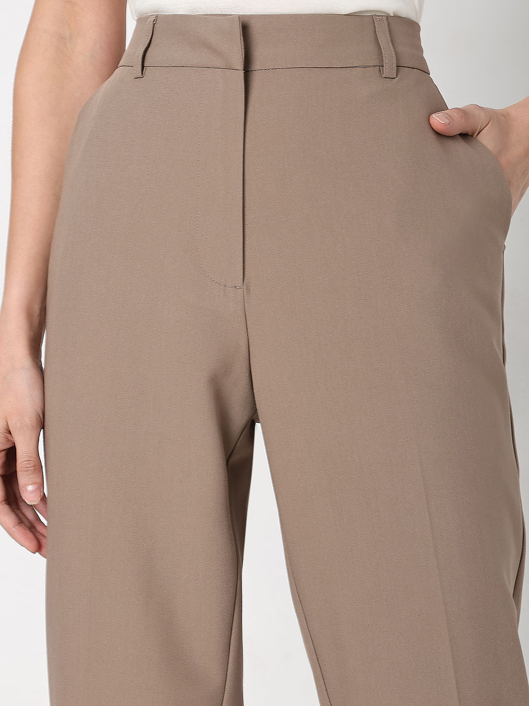 Brown High Rise Tailored Pants