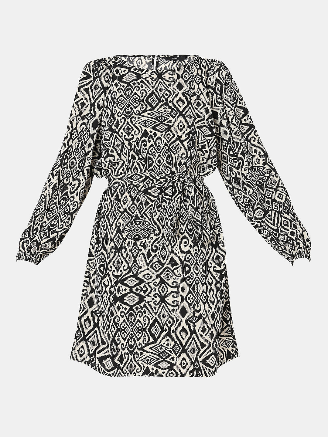 Black Printed Fit & Flare Dress