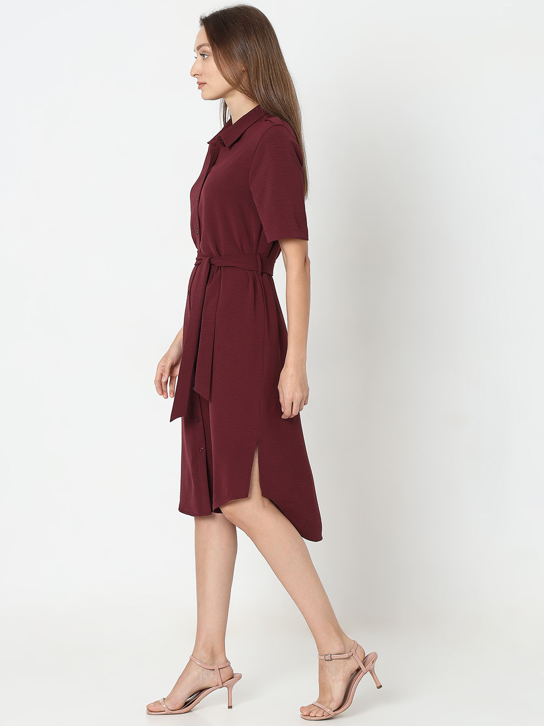 Belted Midi Shirt Dress