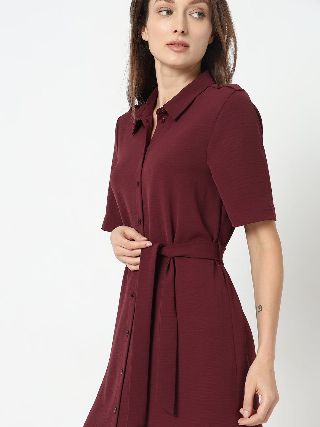 Belted Midi Shirt Dress