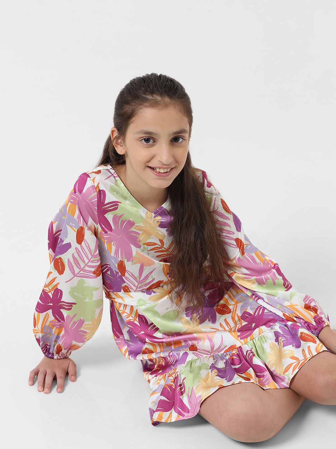 Girl Multi-Coloured Printed Shift Dress