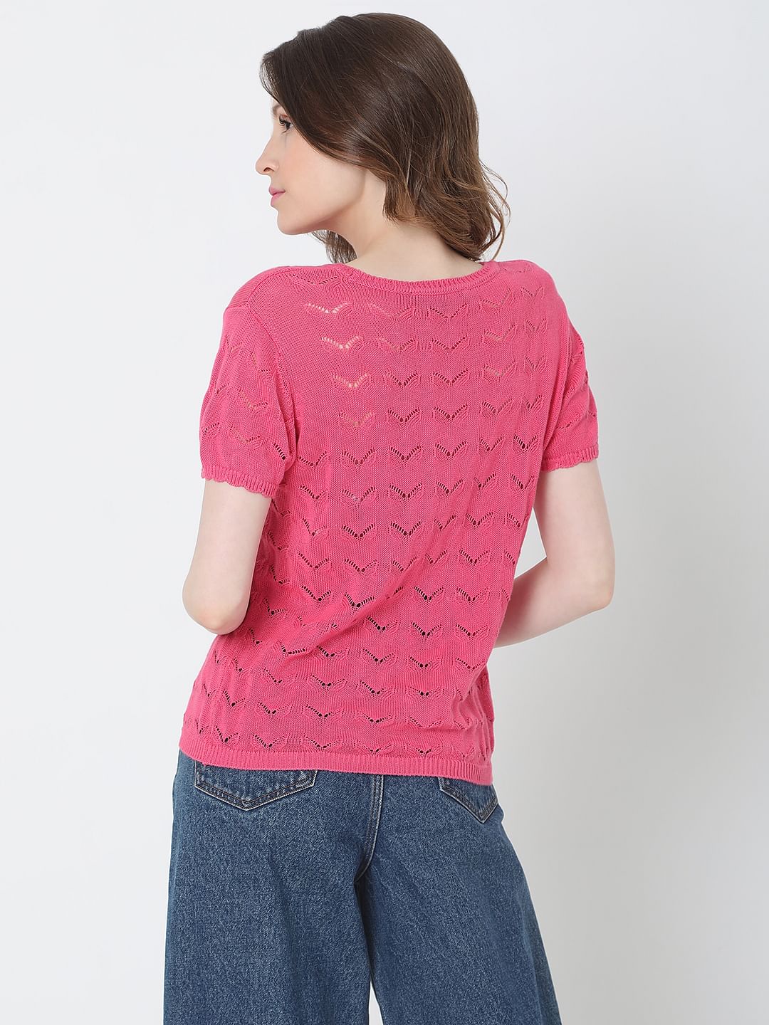 Pink Pointelle Top