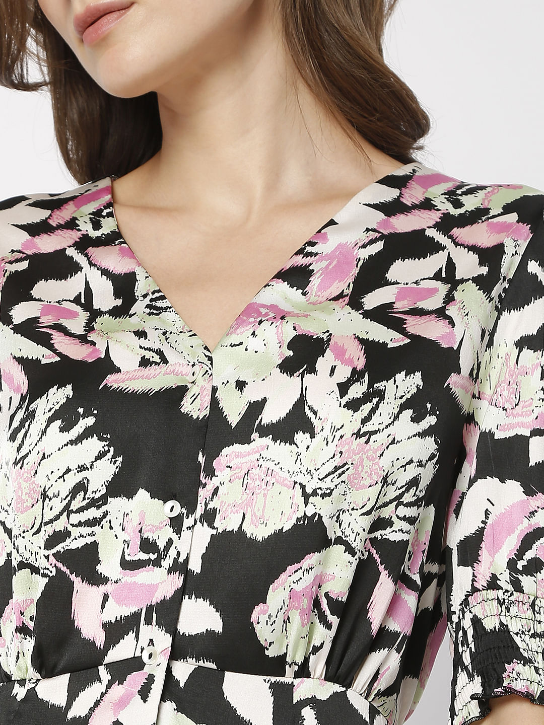 Black Floral Fit & Flare Dress