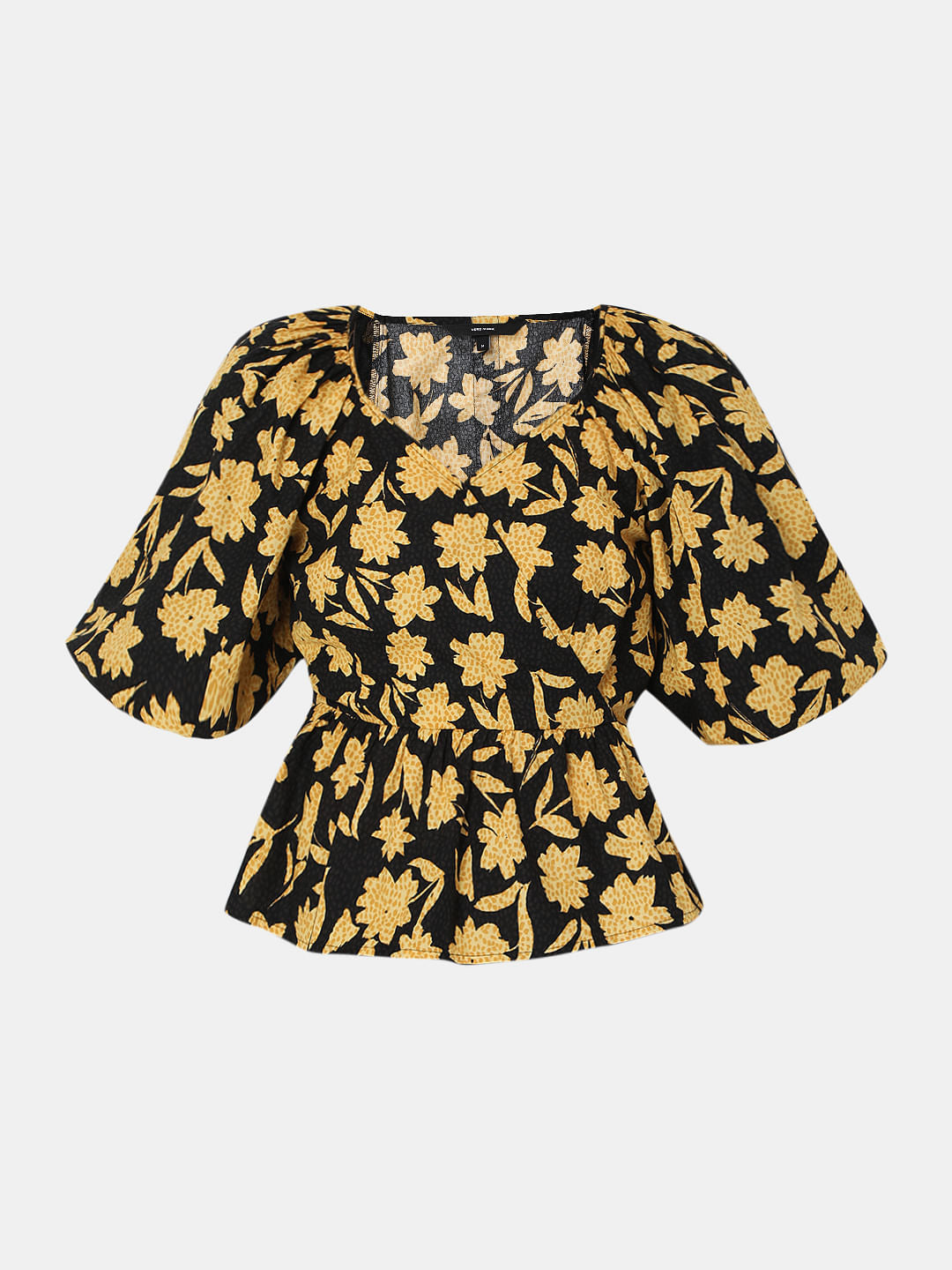 Black Floral Print Top