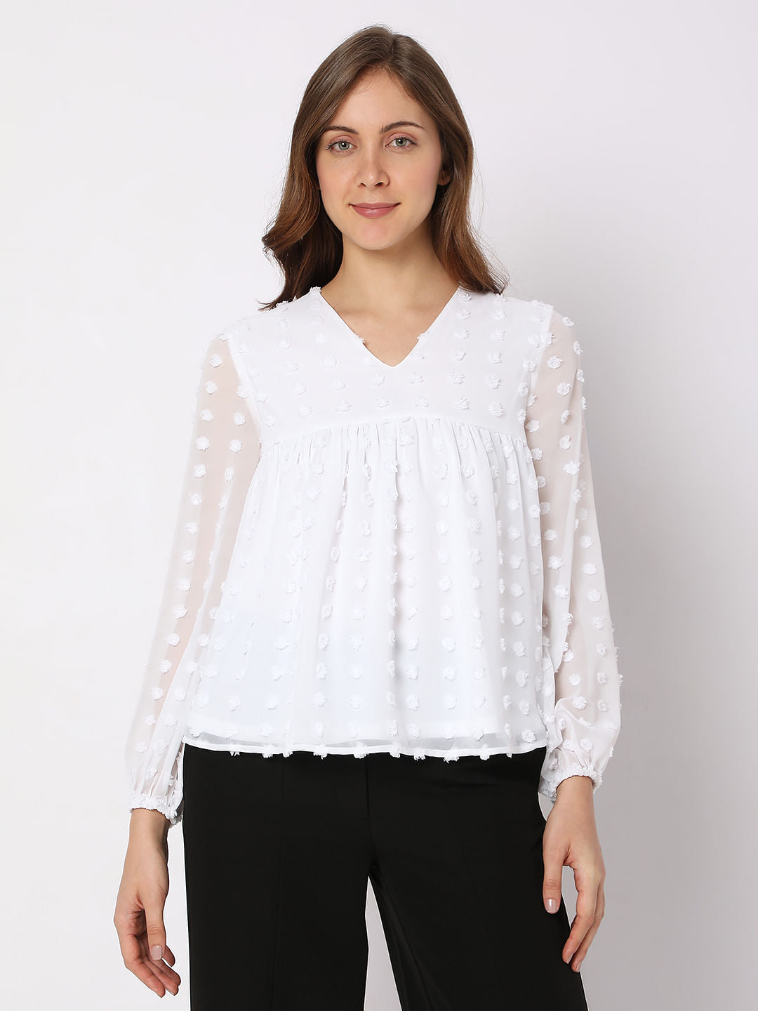 White Dobby Textured Top