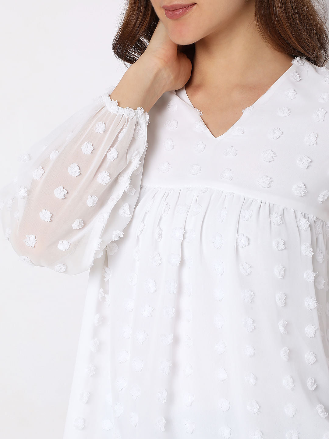 White Dobby Textured Top