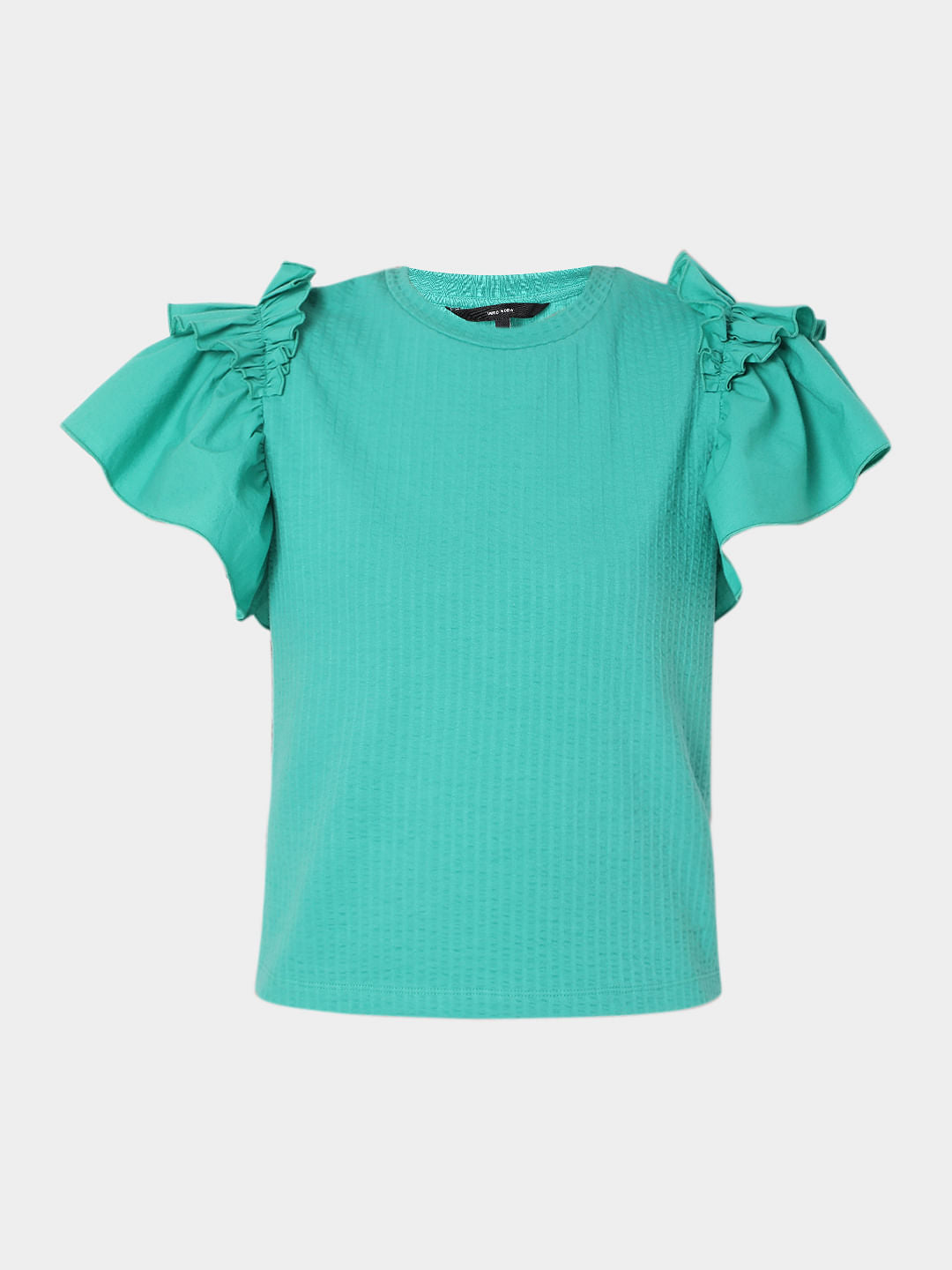 Green Ruffle Sleeves Top