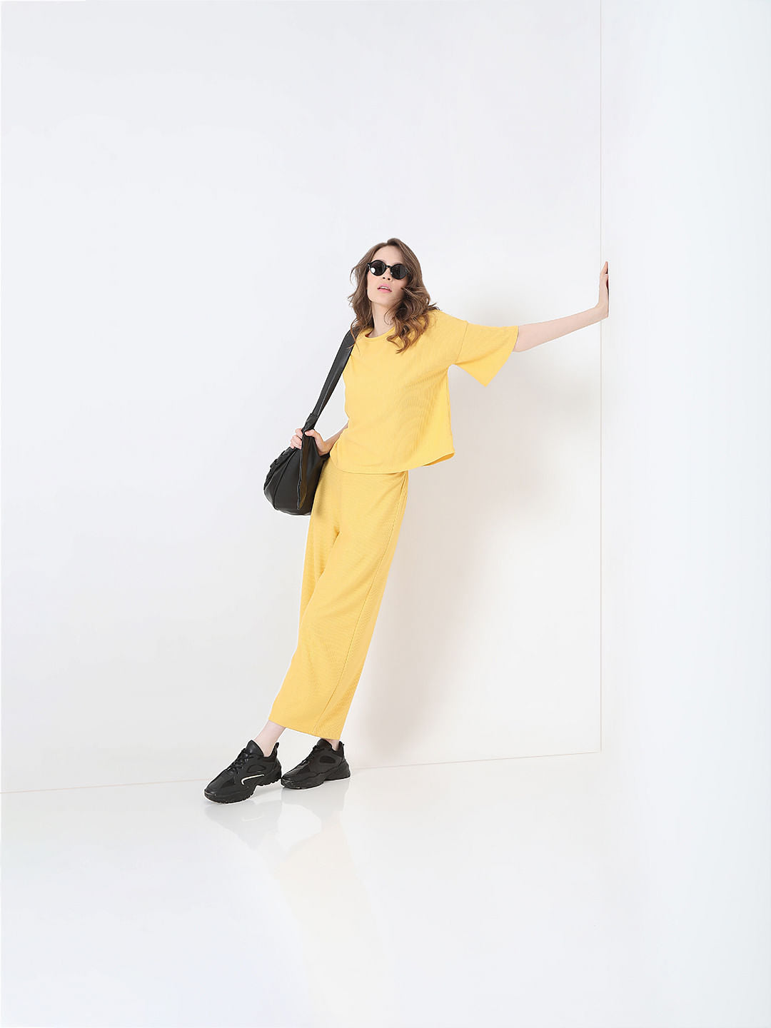 Yellow Ribbed Co-Ord Top