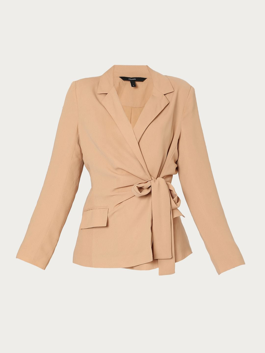 Beige Tie Up Blazer