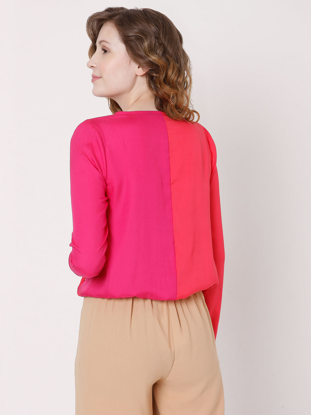 Pink Colourblocked Two-Toned Top
